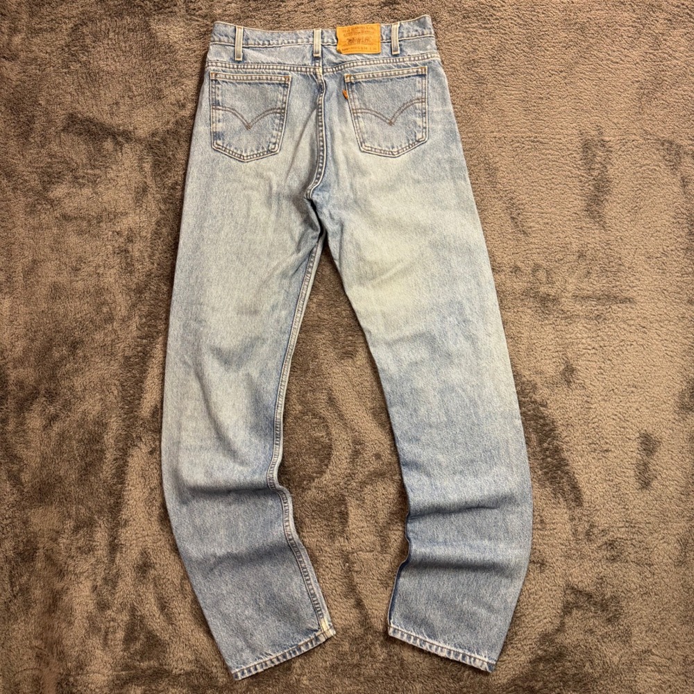 90s Levis 505 Orange Tab Vintage Jeans Mens 34x36 Light Wash Straight Leg Denim